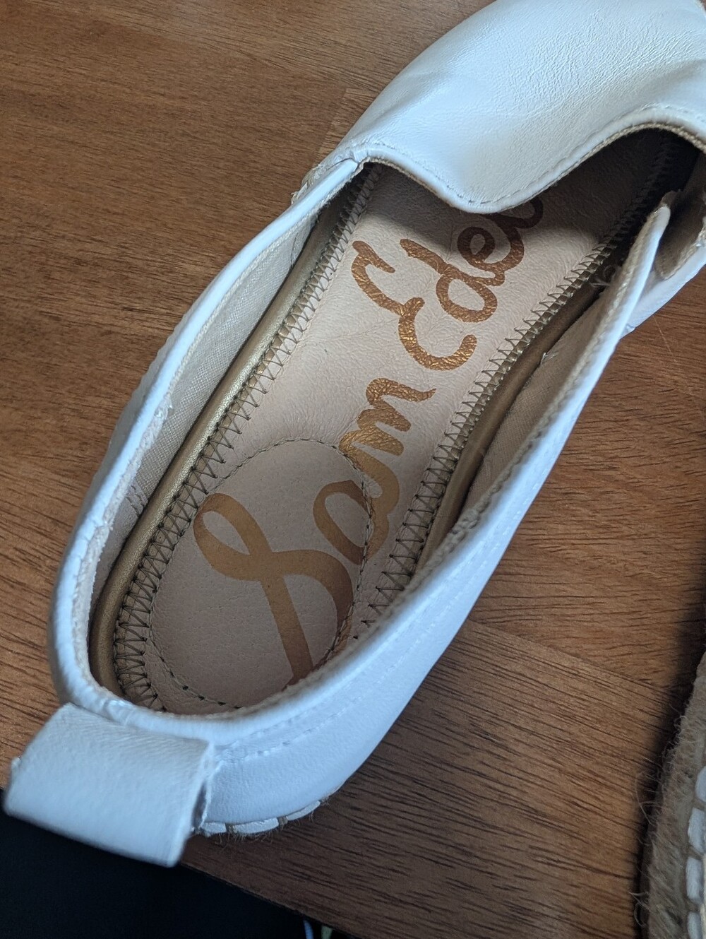 Sam Edelman Womens Espadrille Size 7 White Leather Slip on New - Picture 3 of 12